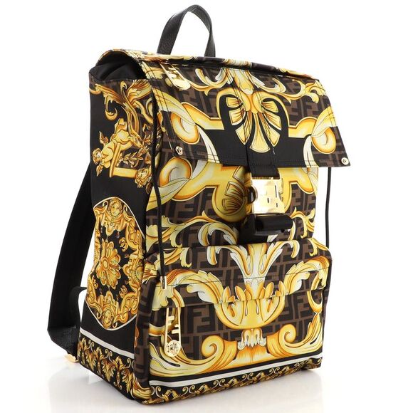 Fendi x Versace Fendace Fendiness Backpack Printed Zucca Nylon Medium - Picture 3 of 7
